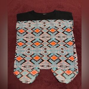 Women’s Large Indulge Sleeveless Top Aztec Southwest Print Blouse